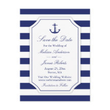 航海アンカー ネイビーストライプ ウェディング セーブ・ザ・デート