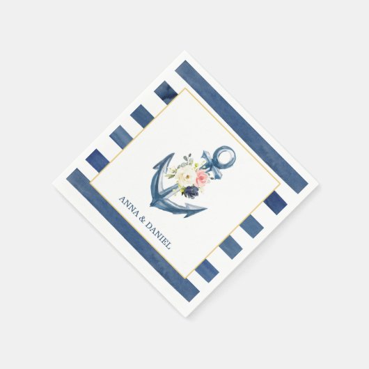 航海アンカー ブライダルシャワーナプキン スタンダードカクテルナプキン (角)