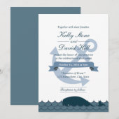 航海アンカー＆ブルークジラの結婚式招待状 招待状 (正面/裏面)