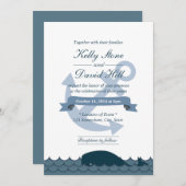 航海アンカー＆ブルー・クジラのウェディング・招待状 招待状 (正面/裏面)
