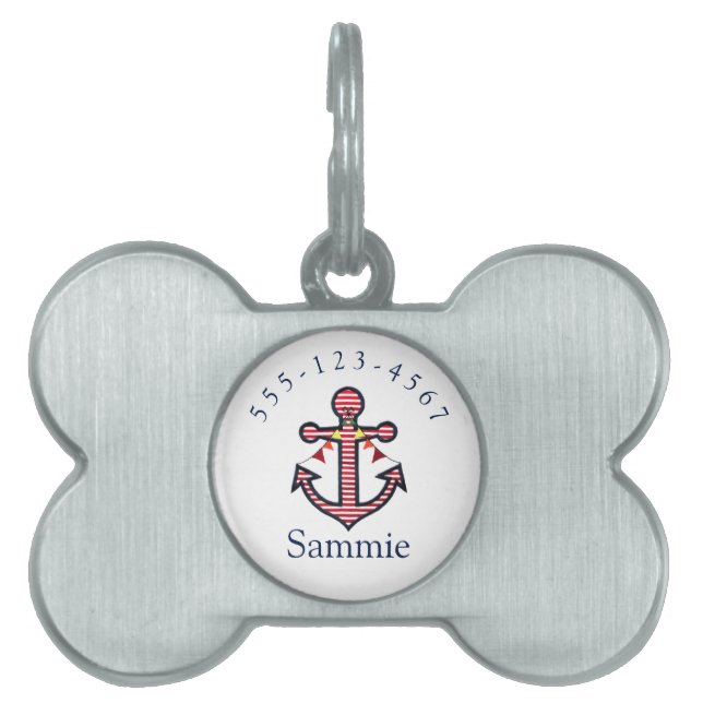 航海アンカー ペット 猫または犬のカスタマイズ ペットネームタグ (正面)
