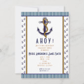 航海アンカー 青と白のストライプ 招待状 (正面)