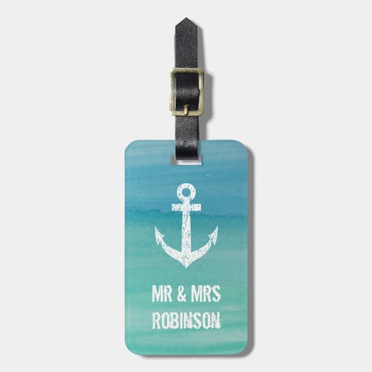 航海ウォーターカラー Mr & Mrs トラベル荷物タグ ラゲッジタグ (正面縦)