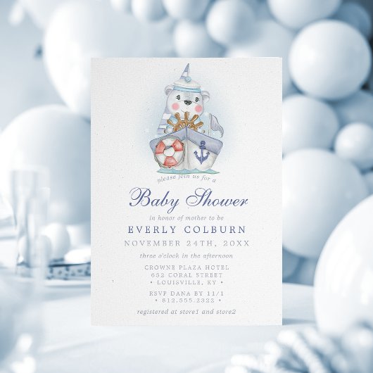 航海クマのヨットベビーシャワー 招待状