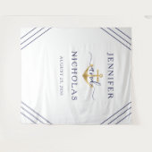 航海ゴールドアンカー結婚式フォトブース背景 タペストリー (正面(横))