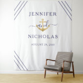 航海ゴールドアンカー結婚式フォトブース背景 タペストリー (インサイチュ)