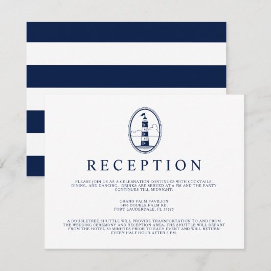 航海スタイルの灯台での受付 招待状 (正面/裏面)