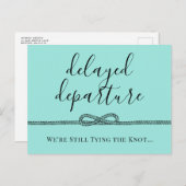 航海ターコイズ 結び目 延期された結婚式 案内ポストカード (正面/裏面)