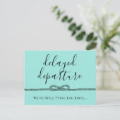 航海ターコイズ 結び目 延期された結婚式 案内ポストカード (スタンド正面)