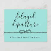 航海ターコイズ 結び目 延期 結婚式 案内ポストカード (正面)