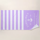 航海テーマのブライズメイドパーティー  ラベンダー＆ホワイト ビーチタオル (正面)