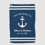 航海ネイビーアンカー結婚式モノグラム ゴルフタオル (正面)