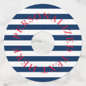 航海ネイビーブルーのストライプ ウェディングパーティー ワイングラスタグ (正面)