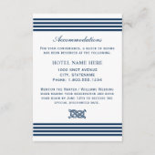 航海ネイビーブルーのストライプ ウェディング アコモデーション エンクロージャーカード (正面)