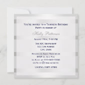 航海ネイビーブルーアンカーシルバーウェイトBG SQ誕生日 招待状 (裏面)