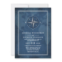 航海ネイビーブルー＆ホワイト ヴィンテージコンパス ウェディング
