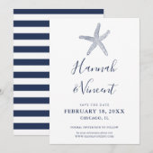 航海ネイビー星型海星Save the Dateカード セーブザデート (正面/裏面)