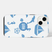 航海パターンのモノグラム iPhoneケース (裏面横)