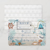 航海ビーチウェディングの出欠確認 出欠カード (正面/裏面)