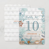 航海ビーチウェディング | テーブルプレイスナンバーカード 招待状 (正面/裏面)