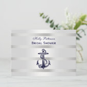 航海ブルーアンカーシルバーウェイトBG H ブライダルシャワー 招待状 (スタンド正面)