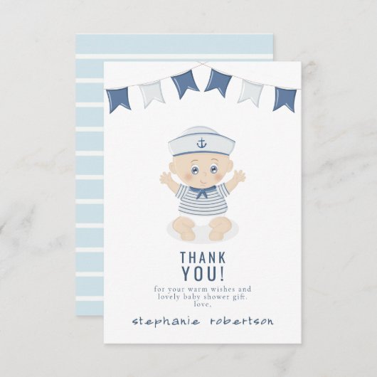 航海ベイビーシャワーお礼 招待状 (正面/裏面)