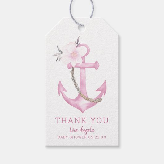 航海ベイビーシャワー感謝タグ | ブルーウォーター ギフトタグ (正面)