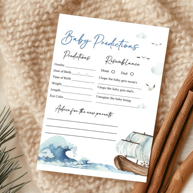 航海ボートのベビーシャワーベビー予測ゲーム (Ahoy It's A Boy Baby Shower Baby Predictions Game)
