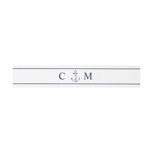 航海モノグラム ネイビーアンカー ウェディング 招待状ベリーバンド (フラット)