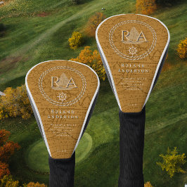 航海ロープのモノグラムマップ ブラウン ゴルフヘッドカバー