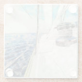 航海中の帆船サーフィンのスケッチ ガラスコースター (裏面)