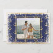 航海写真 ゴールド ブルー クリスマス Xmas カード (正面)