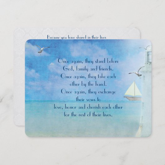 航海士の白い灯台での誓いの更新 招待状 (正面/裏面)