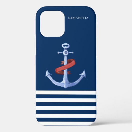 航海士の精神 アンカー、ネイビーブルー Case-Mate iPhoneケース (裏面)