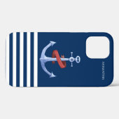 航海士の精神 アンカー、ネイビーブルー Case-Mate iPhoneケース (裏面 (横))