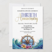 航海士の舵輪　結婚30周年 招待状 (正面)