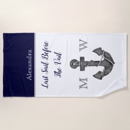 航海士の花嫁お別れパーティー 花の錨 ネイビー ラストセイル ビーチタオル