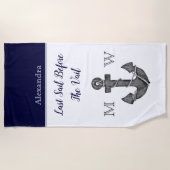 航海士の花嫁お別れ会 花のアンカー ネイビー ラストセイル ビーチタオル (正面)