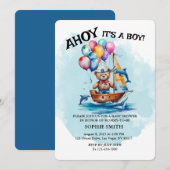 航海士よ、赤ちゃんは男の子だ！海洋をテーマにしたベビーシャワーパーティー 招待状 (正面/裏面)