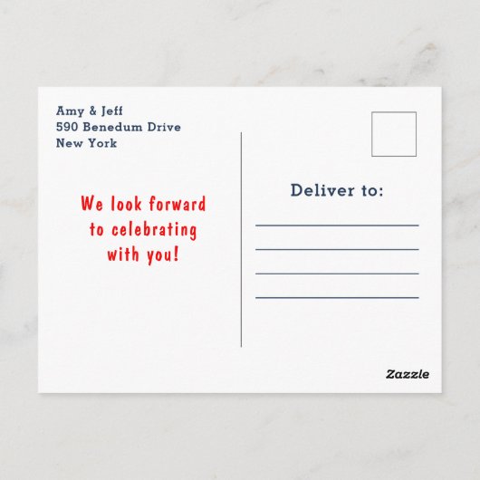 航海少女クマ 赤とネイビー 誕生日パーティー ポストカード (裏面)