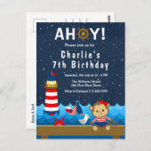 航海少女サル レッド×ネイビー 誕生日パーティー ポストカード (正面/裏面)