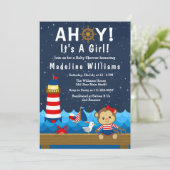 航海少女サル 赤とネイビーのベイビーシャワー 招待状 (スタンド正面)