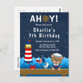 航海少年クマ 赤とネイビーの誕生日パーティー ポストカード (正面/裏面)