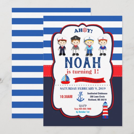 航海少年招待状セット 招待状 (正面/裏面)