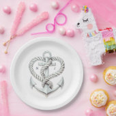 航海心縄アンカー沿岸結婚式 ペーパープレート (パーティー)