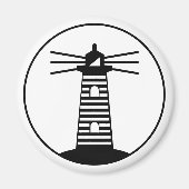 航海海洋ビーコンライトハウスストライプアート マグネット (正面)