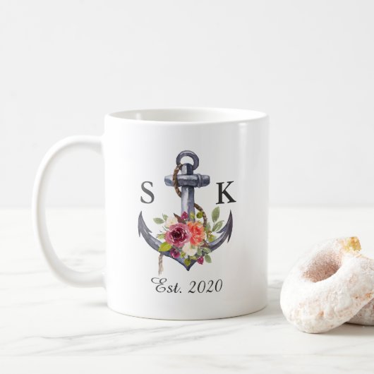 航海用アンカーの花嫁コーヒーマグ コーヒーマグカップ (ドーナツ)