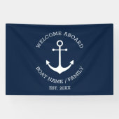 航海用アンカー ネイビー お客様をお迎え カスタムテキスト 横断幕 (横)