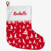 航海用ボートとヨットの海事柄 ラージクリスマスストッキング (正面)