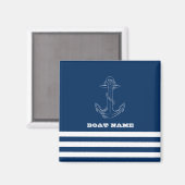 航海用ボートホイール ネイビーブルーのストライプのセーラー マグネット (正面/裏面)